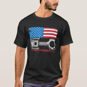 T-shirt Voitures Mécanicien Auto Drapeau Américain Vintage