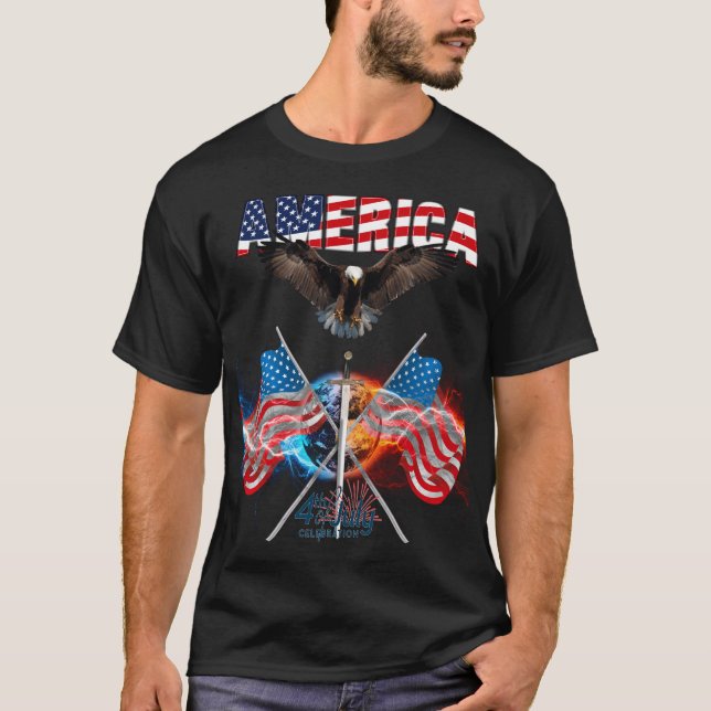 T-shirt vol d'aigle blad, 4 juillet jour, indépendance (Devant)
