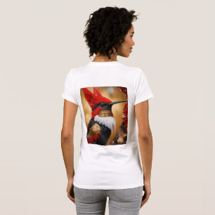 T-shirt " Vol du colibri rouge, blanc et noir