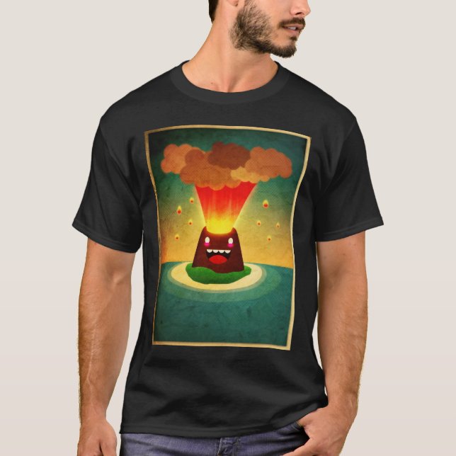 T-shirt Volcan heureux, pièce en t heureuse (Devant)