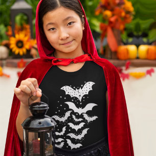 T-shirt Voler Halloween Galaxy Bats blancs et étoiles