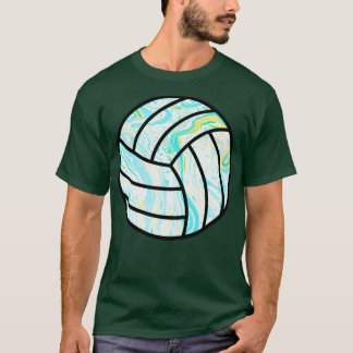 T-shirt Volley-Ball Bleu Et Jaune Marbré