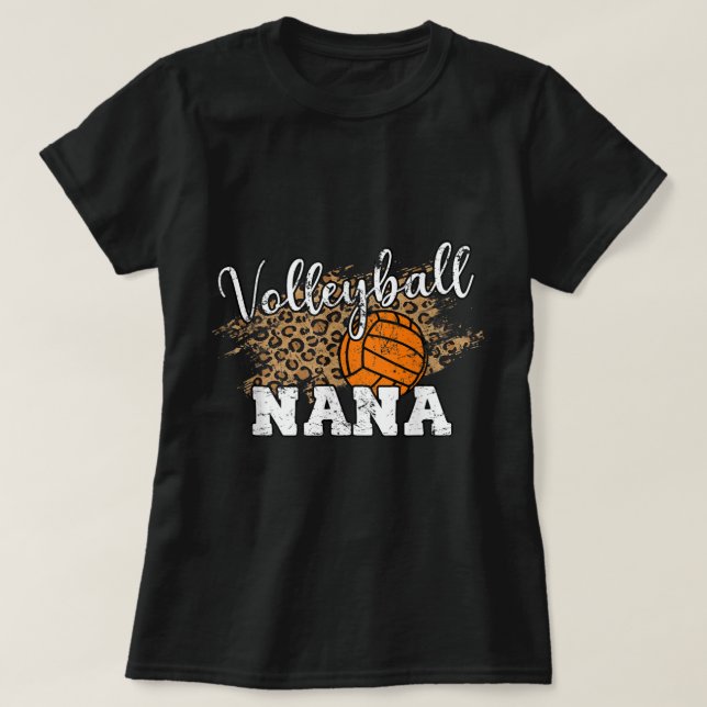T-shirt Volley-ball Nana Leopard Fun Volleyball Nana (Design devant)