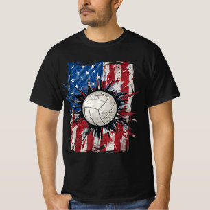 T-shirt Volley-ball patriotique th de juillet Hommes USA F