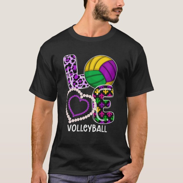 T-shirt Volley-ball Sport Mardi Gras Funny Festival Party  (Devant)