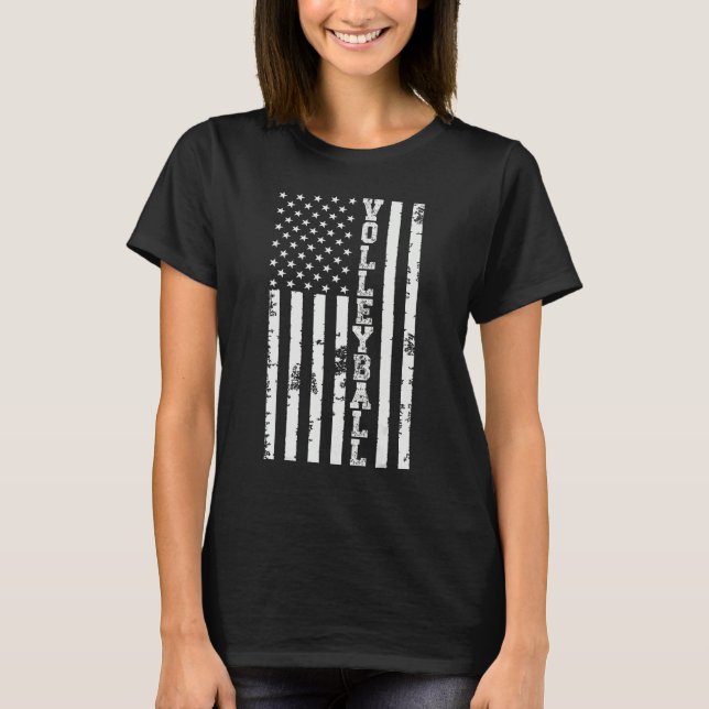 T-shirt Volleyball American Flag Men Women Kids Merica USA (Devant)
