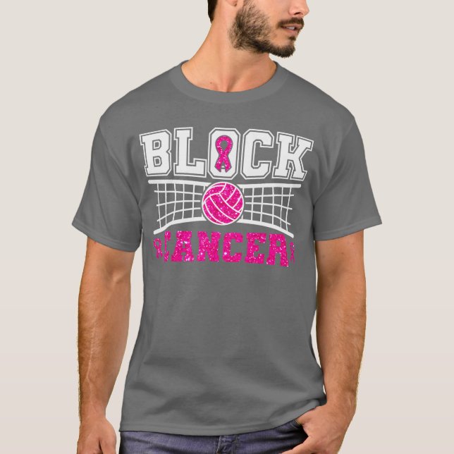 T-shirt Volleyball Breast Cancer Awareness Block Out Cance (Devant)