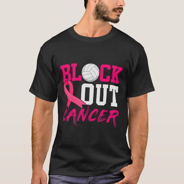 T-shirt Volleyball Cancer du sein Sensibilisation Bloquer  (Devant)