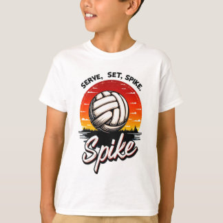 T-shirt volleyball coucher de soleil design graphique tee