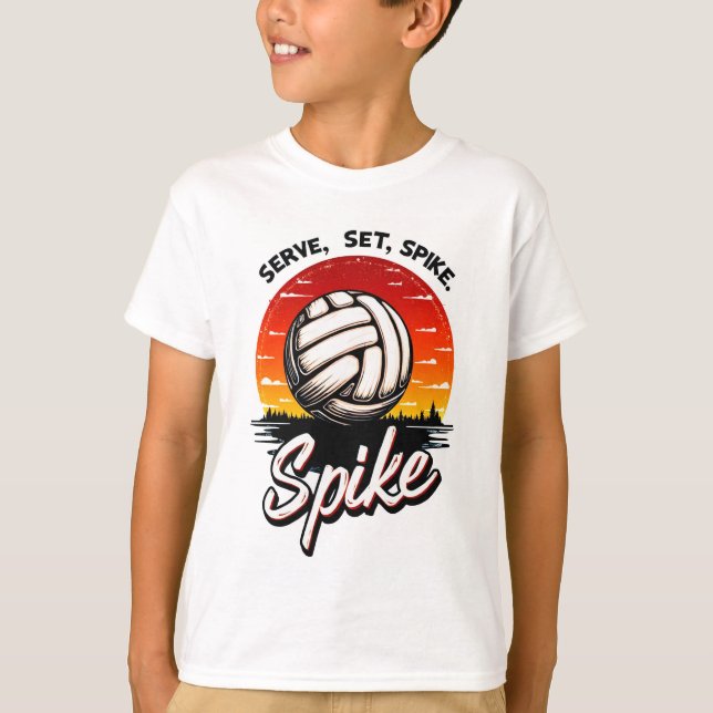 T-shirt volleyball coucher de soleil design graphique tee  (Devant)