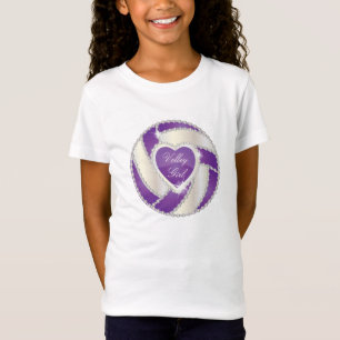 T-Shirt Volleyball élégant de pourpre de coeur de diamant