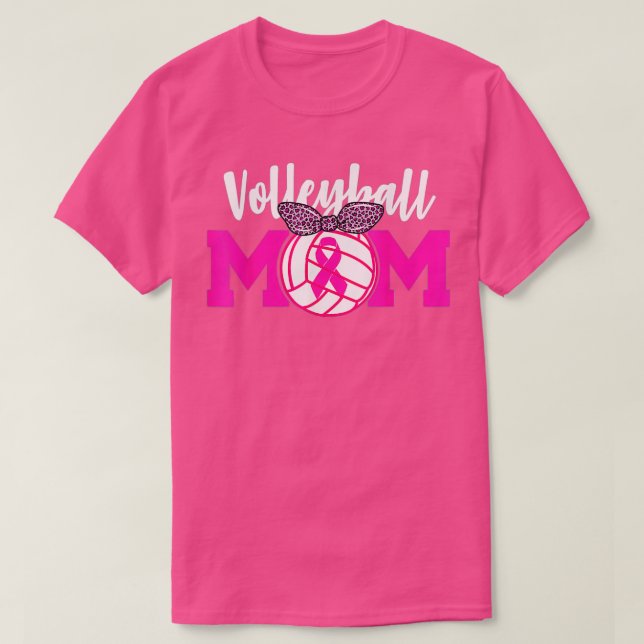 T-shirt Volleyball Maman Pink Ribbon Conscience du cancer  (Design devant)