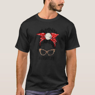 T-shirt Volleyball Nanny Life Leopard Messy Bun Nanny Moth