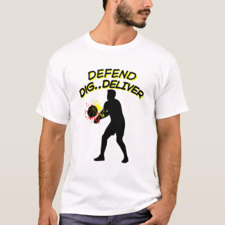 T-shirt Volleyball Player Silhouette - Defend Dig Deliver 