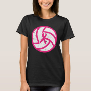 T-shirt Volleyball Ruban Rose Sensibilisation au Cancer du