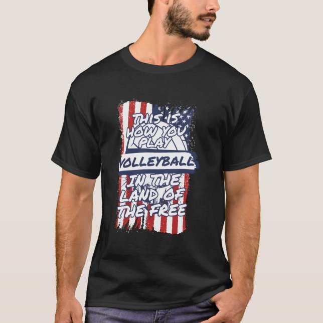 T-shirt Volleyball Us Drapeau Plage De Vball - Volleyball  (Devant)