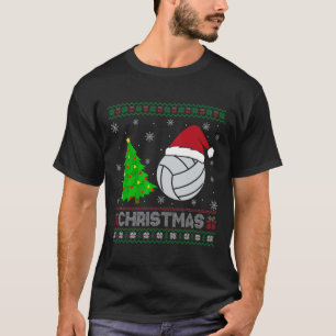 T-shirt Volleyball Xmas Arbre Éclairage de Noël moche sueu