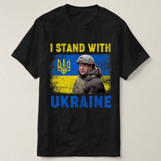 T-shirt Volodymyr Zelensky Je Suis Aux Côtés De L'Ukraine  (Design devant)