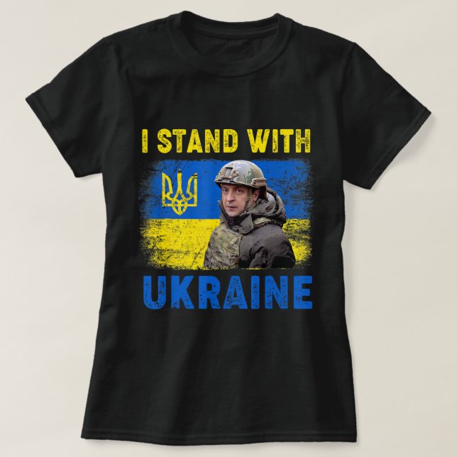 T-shirt Volodymyr Zelensky Je Suis Aux Côtés De L'Ukraine  (Design devant)