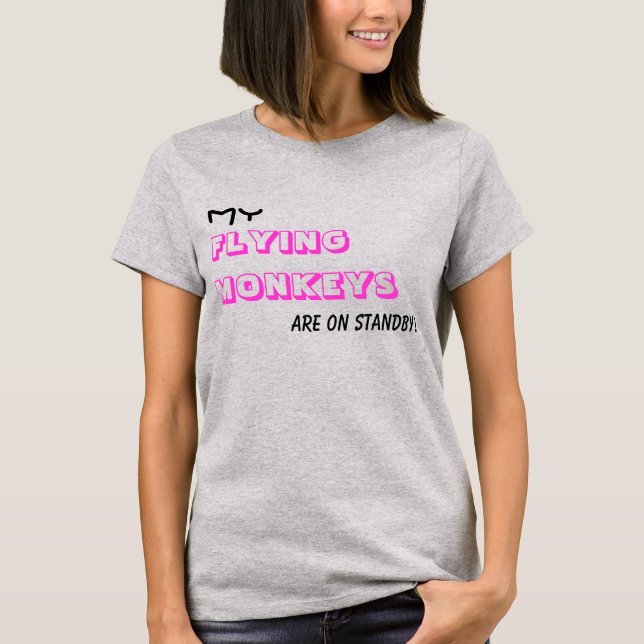 T-shirt Vols De Singes Sur Un Texte Humoristique En Attent (Devant)