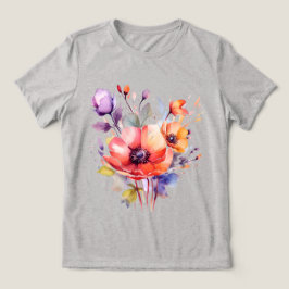 T - Shirt von Aquarellmohn ist ein zartes Blumenmo