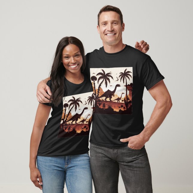 T - Shirt Vorhistorische Landschaft mit Dinosaurie (Unisex)