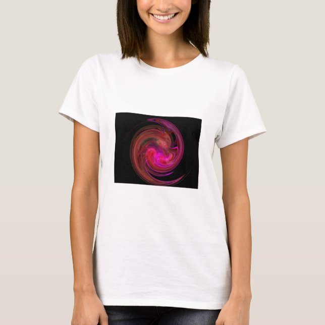 T-shirt VORTEX LÉGER ROSE NOIR ROUGE, art de fractale (Devant)