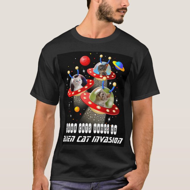 T-shirt Vos chats dans un vaisseau spatial Alien UFO Sci F (Devant)