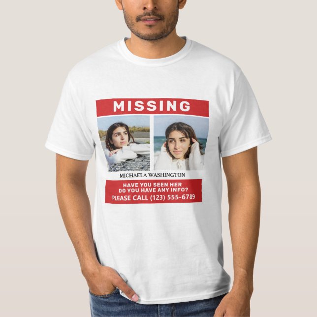 T-shirt VOS Photos & Texte "PERSONNE MANQUANTE" (Devant)