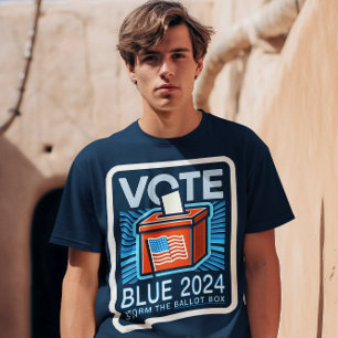 T-shirt Vote Bleu 2024 Élection boîte de scrutin avec fron