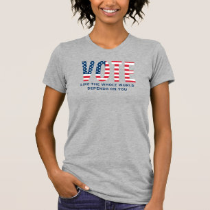 T-shirt Vote Drapeau Américain Gris Femme Patriotique