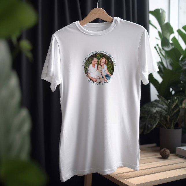 T-shirt Voté Meilleur Papa de l'année par photo ronde (Créateur téléchargé)
