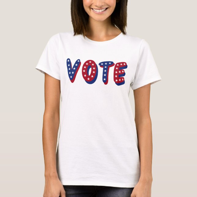 T-shirt Voter Étoiles Rouge Blanc Et Bleu (Devant)