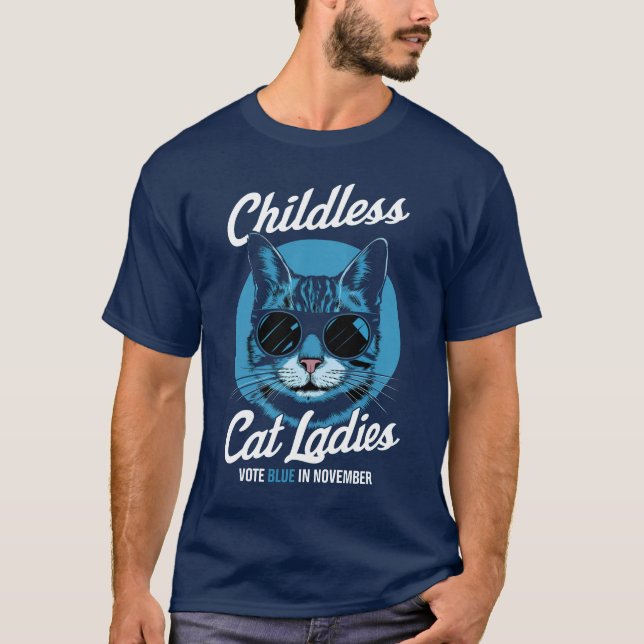 T-shirt Votez Démocrates Bleus sans enfants, Chat Dames 20 (Devant)
