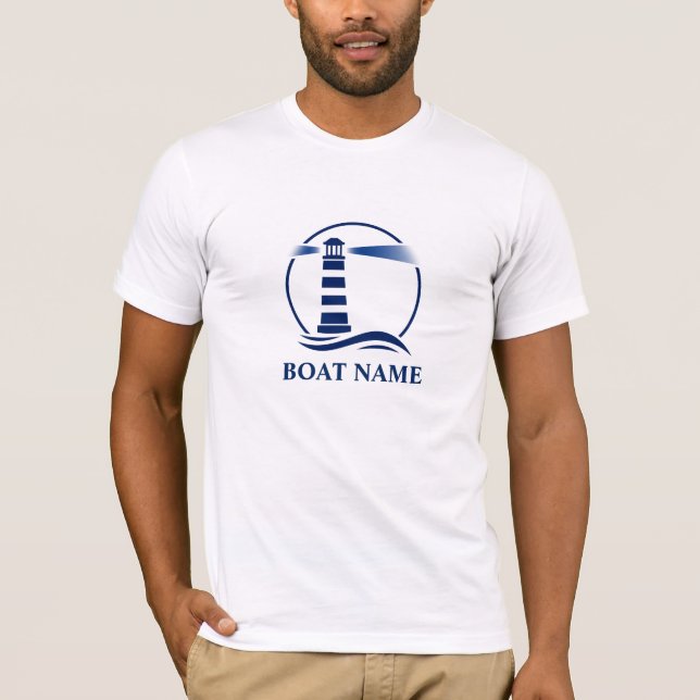 T-shirt Votre bateau ou nom avec phare nautique (Devant)
