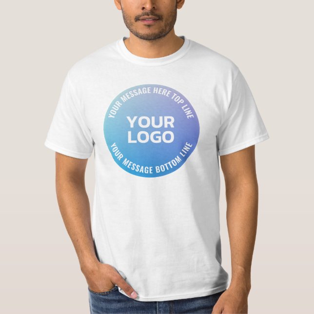 T-shirt Votre logo | Ombre bleue à violet et texte circula (Devant)