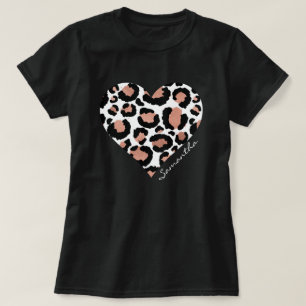T-shirt Votre nom Heart Leopard Cheetah Motif animal