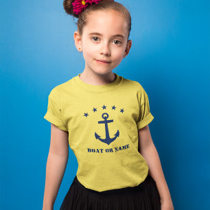 T-shirt Votre nom ou nom de bateau Ancre classique bleu ja