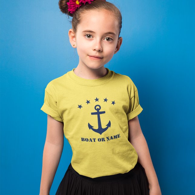 T-shirt Votre nom ou nom de bateau Ancre classique bleu ja (Créateur téléchargé)