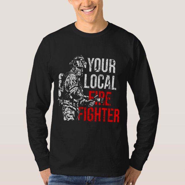T-shirt Votre service local d'incendie de pompiers (Devant)