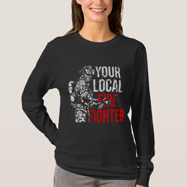 T-shirt Votre service local d'incendie de pompiers (Devant)