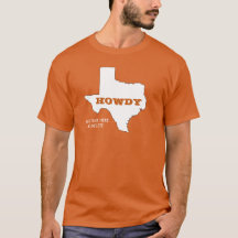 Votre texte/couleur Texas Orange State Map Howdy T