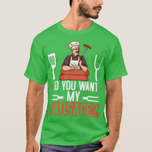 T-shirt Voulez-Vous Ma Saucisse BBQ Grill Cadeaux Hommes