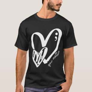 T-shirt Vous Cœur Vert Point-virgule Sensibilisation à la