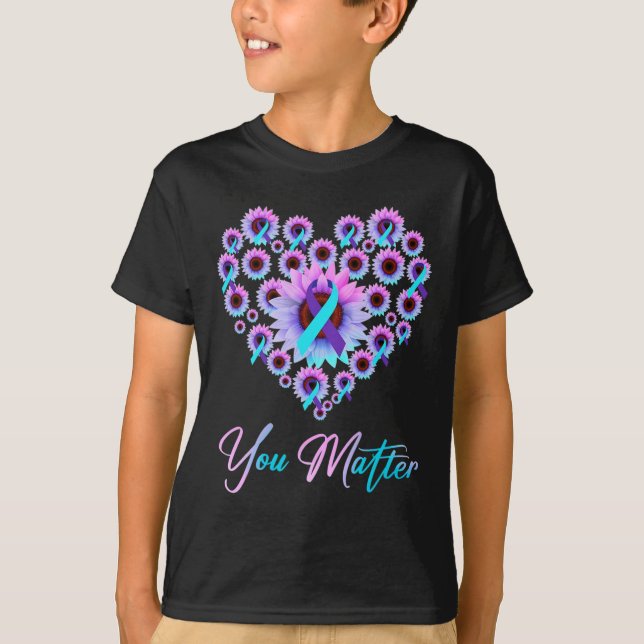 T-shirt Vous Comptez Prévention Suicide Turquoises Purple (Devant)