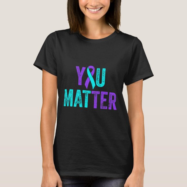 T-shirt Vous Comptez Prévention Suicide Turquoises Purple (Devant)