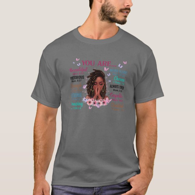 T-shirt Vous Êtes Belle Victorieuse Assez Forte Florale (Devant)