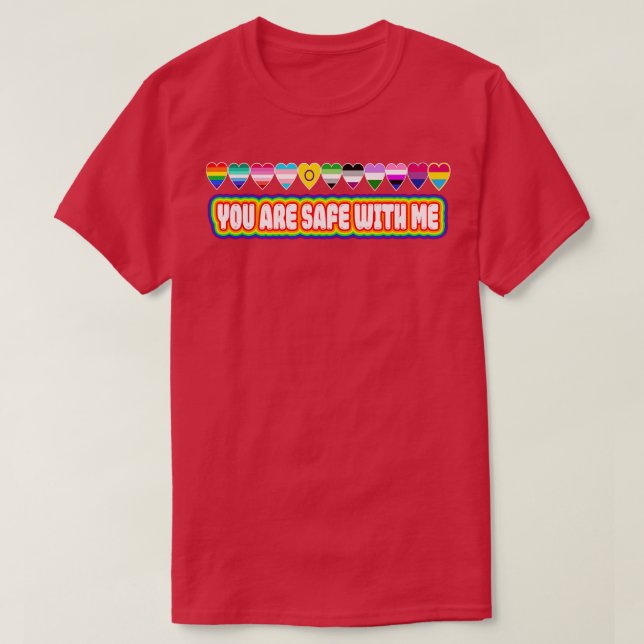 T-shirt Vous êtes en sécurité avec moi LGBT Friendly Rainb (Design devant)