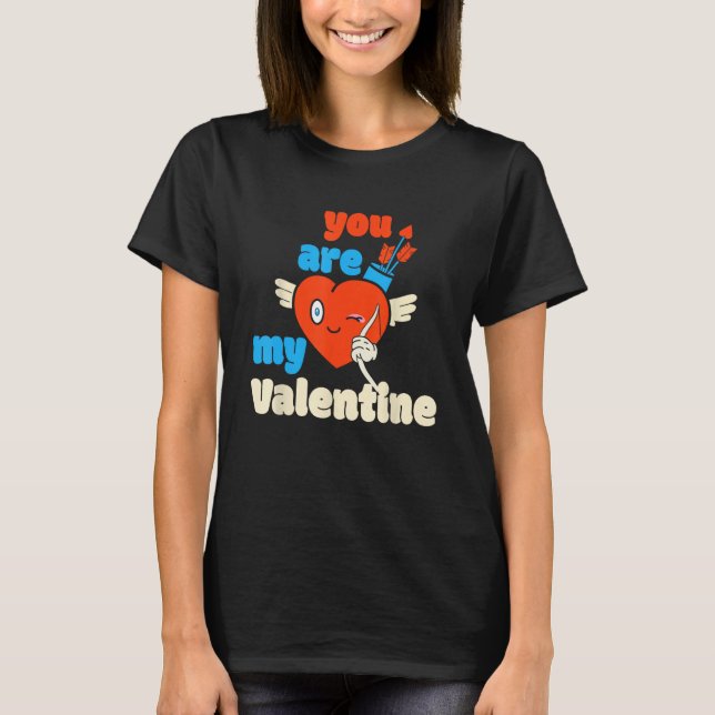 T-shirt Vous Êtes Ma Valentine Cupide Flèche Coeur Heureux (Devant)