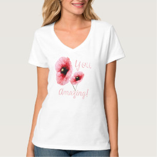 T-shirt Vous Femmes Floral Rouge Incroyables